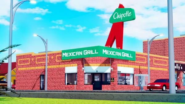 Representació digital d'un restaurant Chipotle a Roblox.
