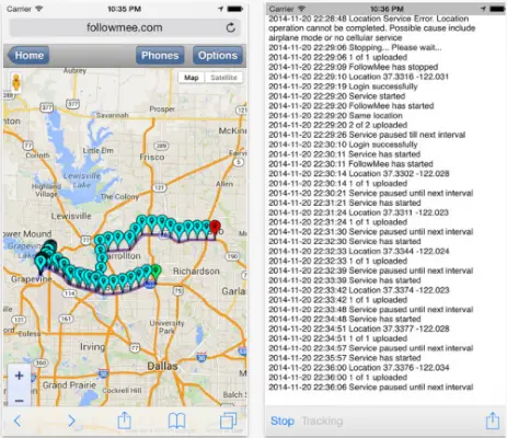 Followmee, toinen seurantasovellus. (Kuva: iTunes)