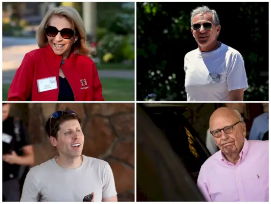 Neljä vierekkäin sijoitettua kuvaa näyttävät yhden naisen ja kolmen miehen kävelevän ulkona