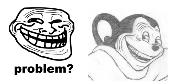 Trollface (esquerra) i