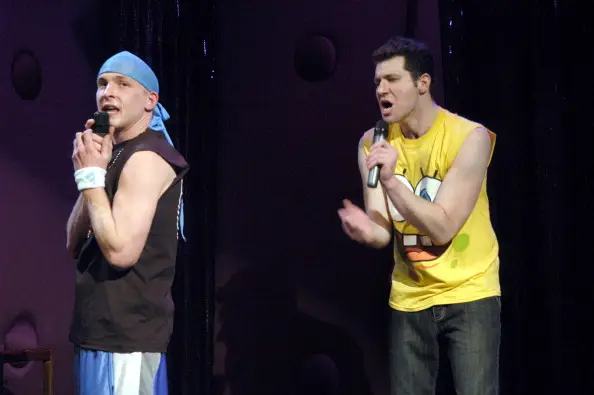 Robin Lord Taylor i Billy Eichner podczas prezentacji Creation Nation