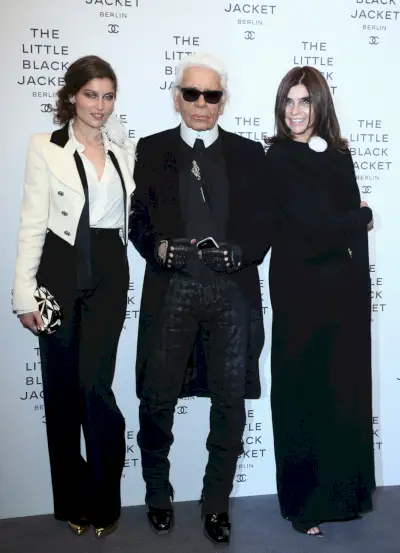 Roitfeld, a destra, con il buon amico Karl Lagerfeld, al centro, e Laetitia Casta.