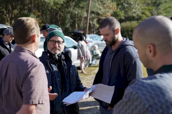 Il regista Fisher Stevens e Justin Timberlake sul set di Palmer
