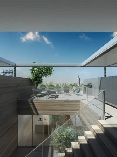 Il duplex dispone di una terrazza privata sul tetto.