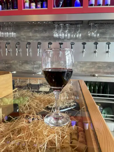 lasi viiniä hanaa vasten