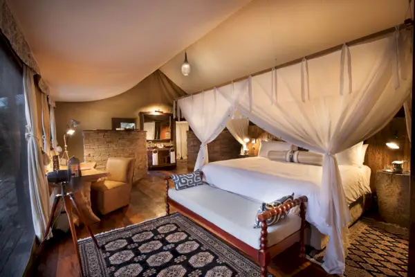 Obóz Tembo Plains jest schowany w gęstym lesie nadrzecznym na skraju rzeki Zambezi, na terenie prywatnego prywatnego rezerwatu Sapi o powierzchni 128 000 hektarów, na wschód od Parku Narodowego Mana Pools w Zimbabwe.