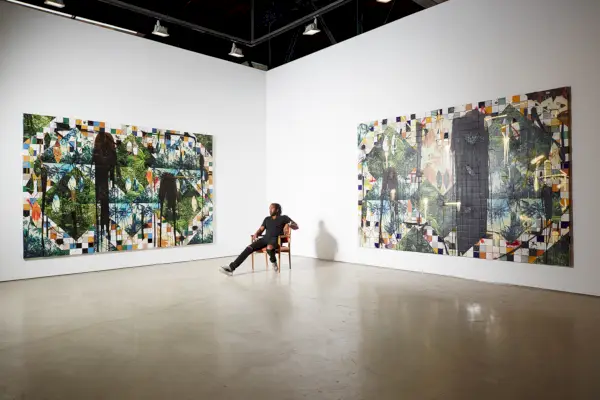Rashid Johnson sfotografowany w Hauser & Wirth Gallery, 511 West 18th St., Nowy Jork, Nowy Jork, 25 sierpnia 2016 r.