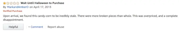 Amazon Candy Corn -arvostelu: Huono, Mark ja Amber.
