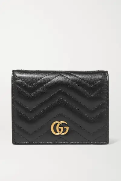 Musta nahkainen GG Marmont Card Case -lompakko