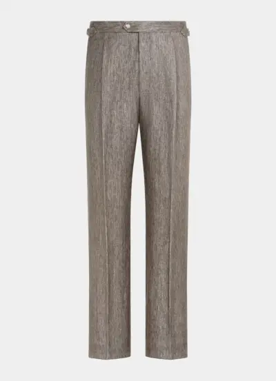 Suitsupply Taupe laskostetut Duca-housut