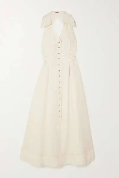 Cult Gaia Bella Hihaton Twill Tie-Back Midi-mekko