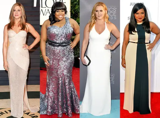 Medições de celebridades femininas com tamanho médio