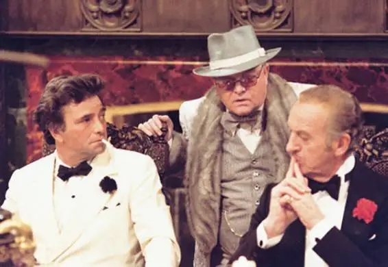 Peter Falk, Truman Capote och David Niven, från vänster. (Mord genom döden)
